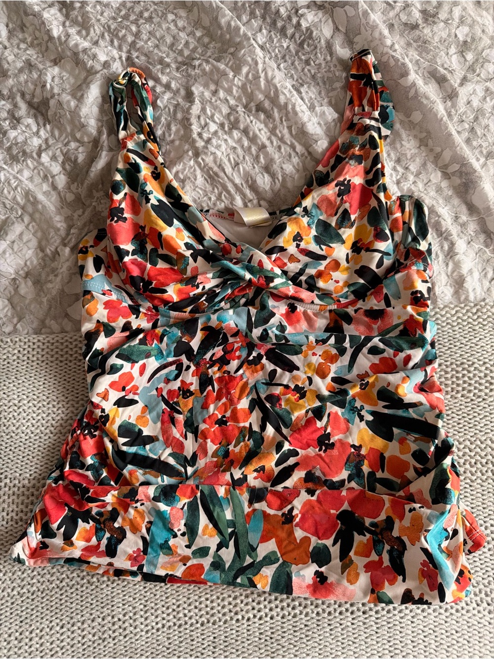 Anne Cole Floral Ruched Swim Top - Multicolor